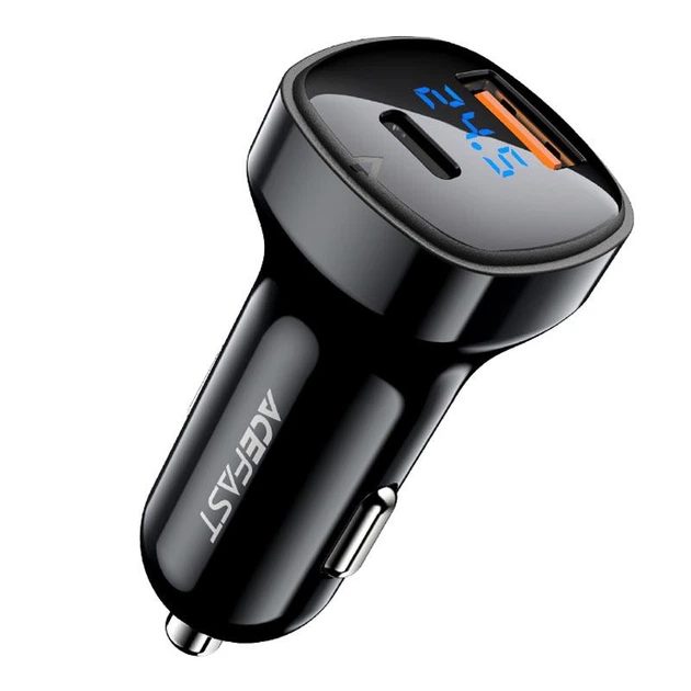 Автомобільний зарядний пристрій Acefast B4 Digital Display USB-C + USB-A 66w