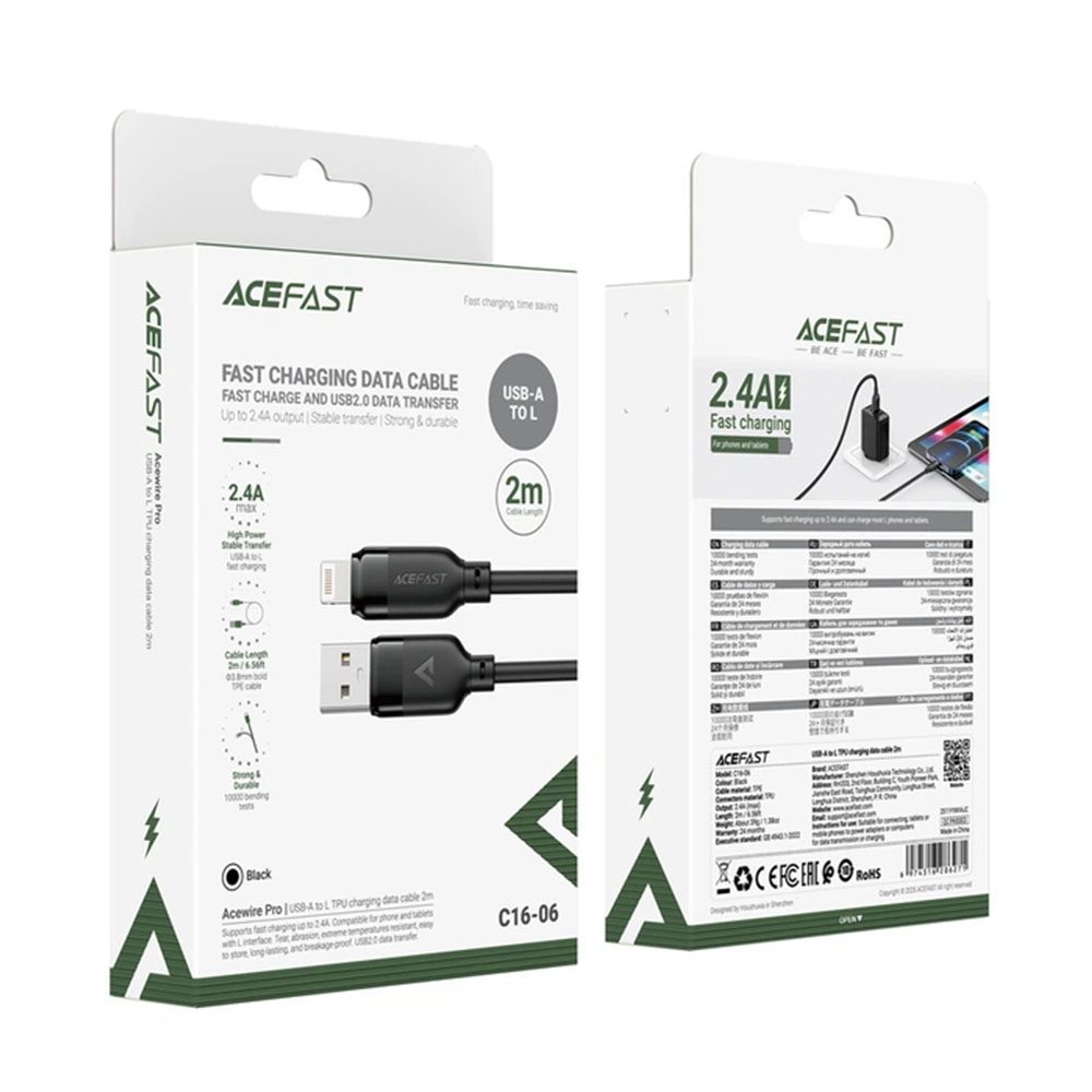 Кабель ACEFAST C16-06 USB-A to Lightning 2m TPU