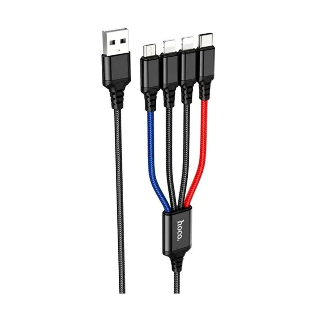 Кабель HOCO X76 4in1 USB to 2xUSB-C + Micro USB + Lightning