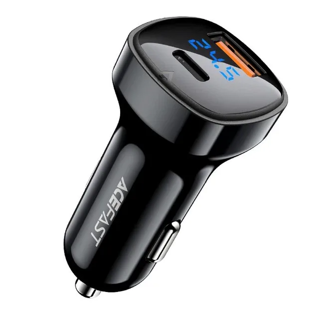 Автомобільний зарядний пристрій Acefast B4 Digital Display USB-C + USB-A 66w