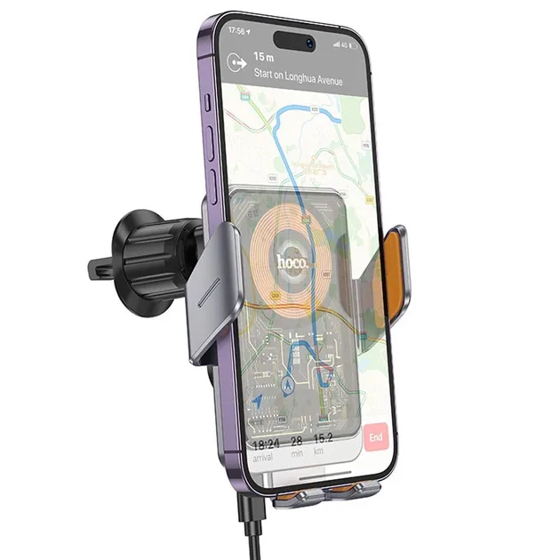 Автотримач з бездротовою зарядкою HOCO HW7 Transparent Discovery Edition — фото 2