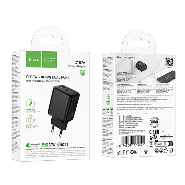 Адаптер HOCO C157A PD30W+QC3.0 Dual Port — фото 3