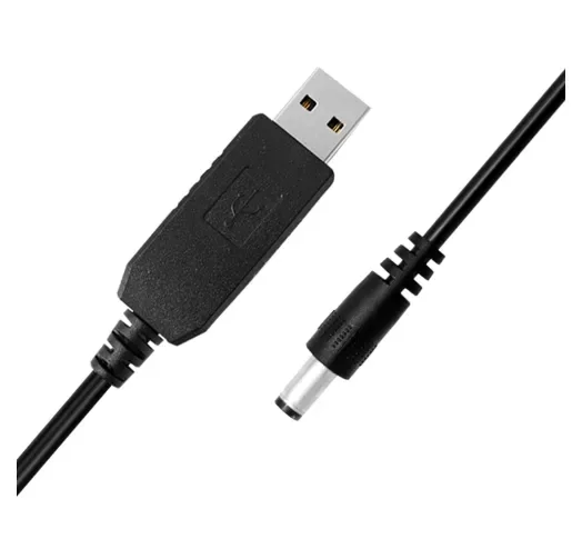 Кабель живлення для Wi-Fi роутера USB - DC 5.5 x 2.1 12V 1m (Black) — фото 1