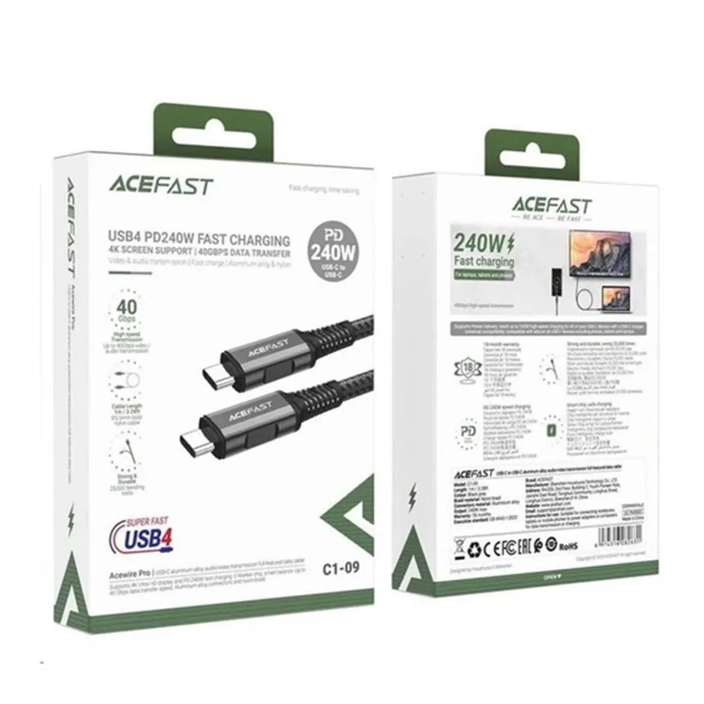 Кабель Acefast C1-09 USB-C to USB-C Aluminium Series — фото 3
