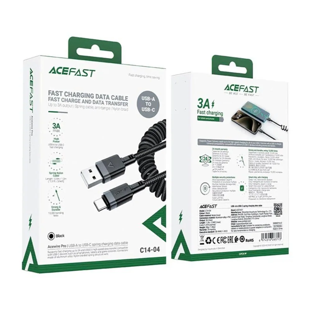 Кабель Acefast C14-04 USB to USB-C Spring Series — фото 3