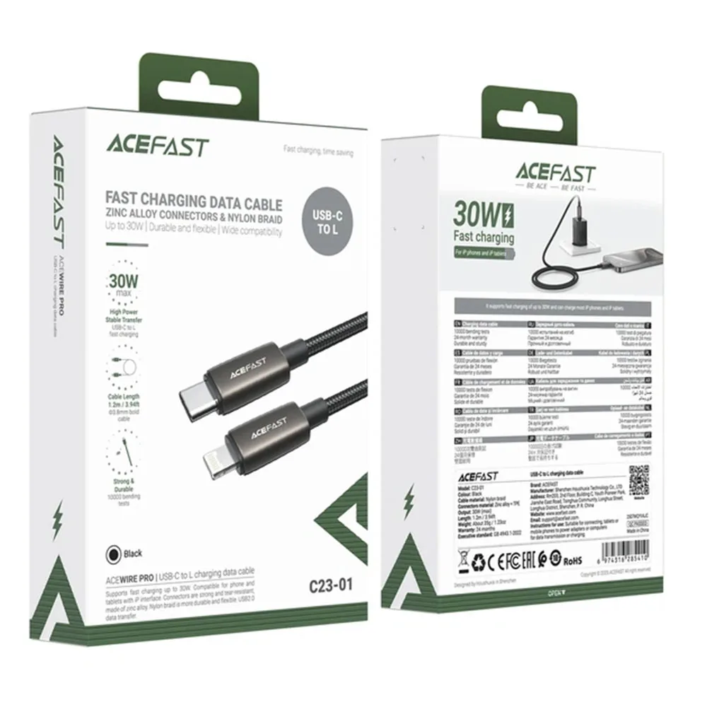 Кабель Acefast C23-01 USB-C to Lightning 30W 1,2m