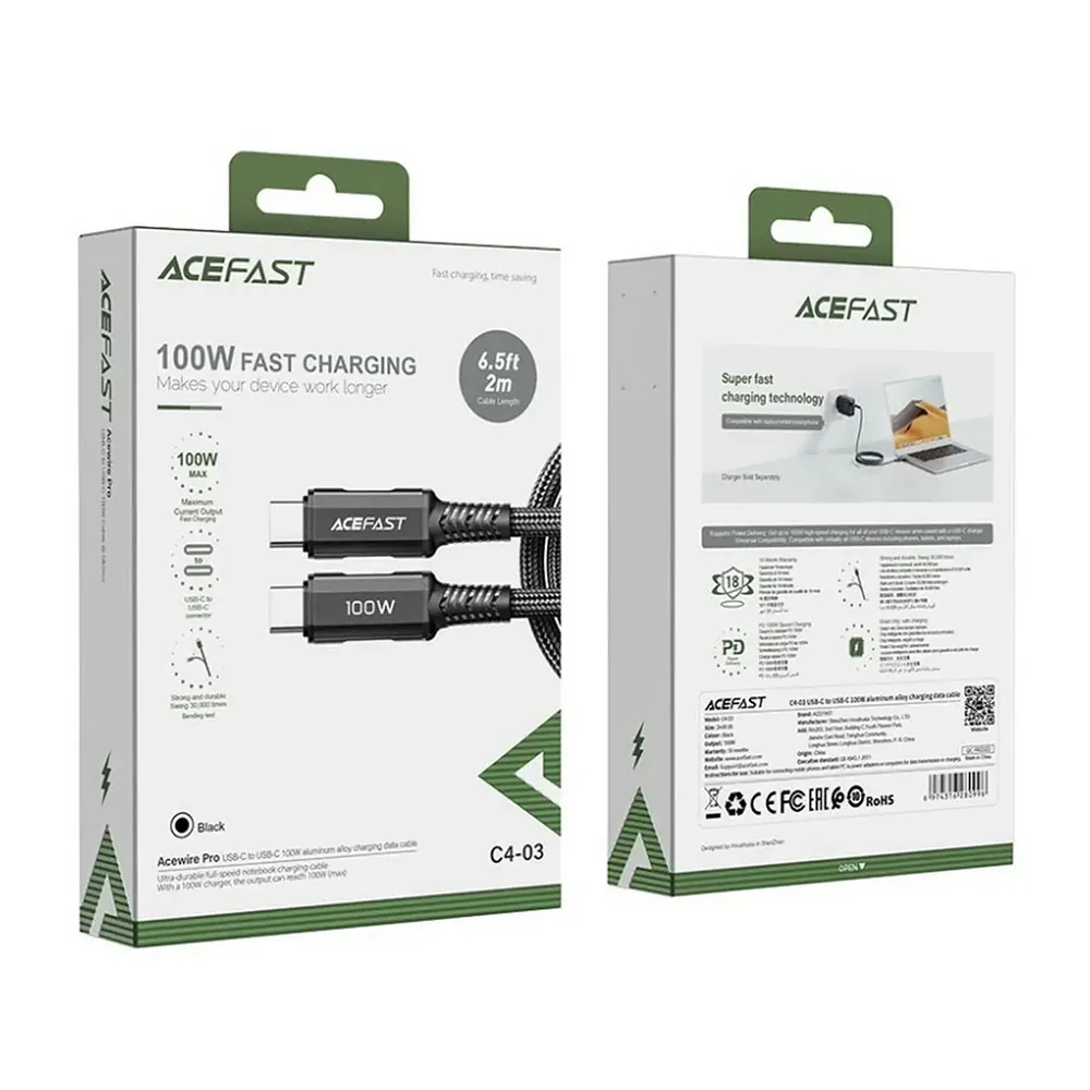 Кабель Acefast C4-03 USB-C to USB-C 100w — фото 3