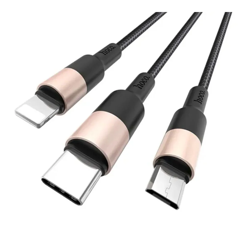 Кабель HOCO X26 3in1 USB to USB-C + Micro USB + Lightning — фото 2