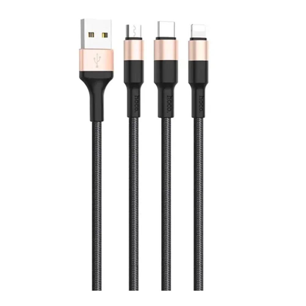 Кабель HOCO X26 3in1 USB to USB-C + Micro USB + Lightning — фото 3