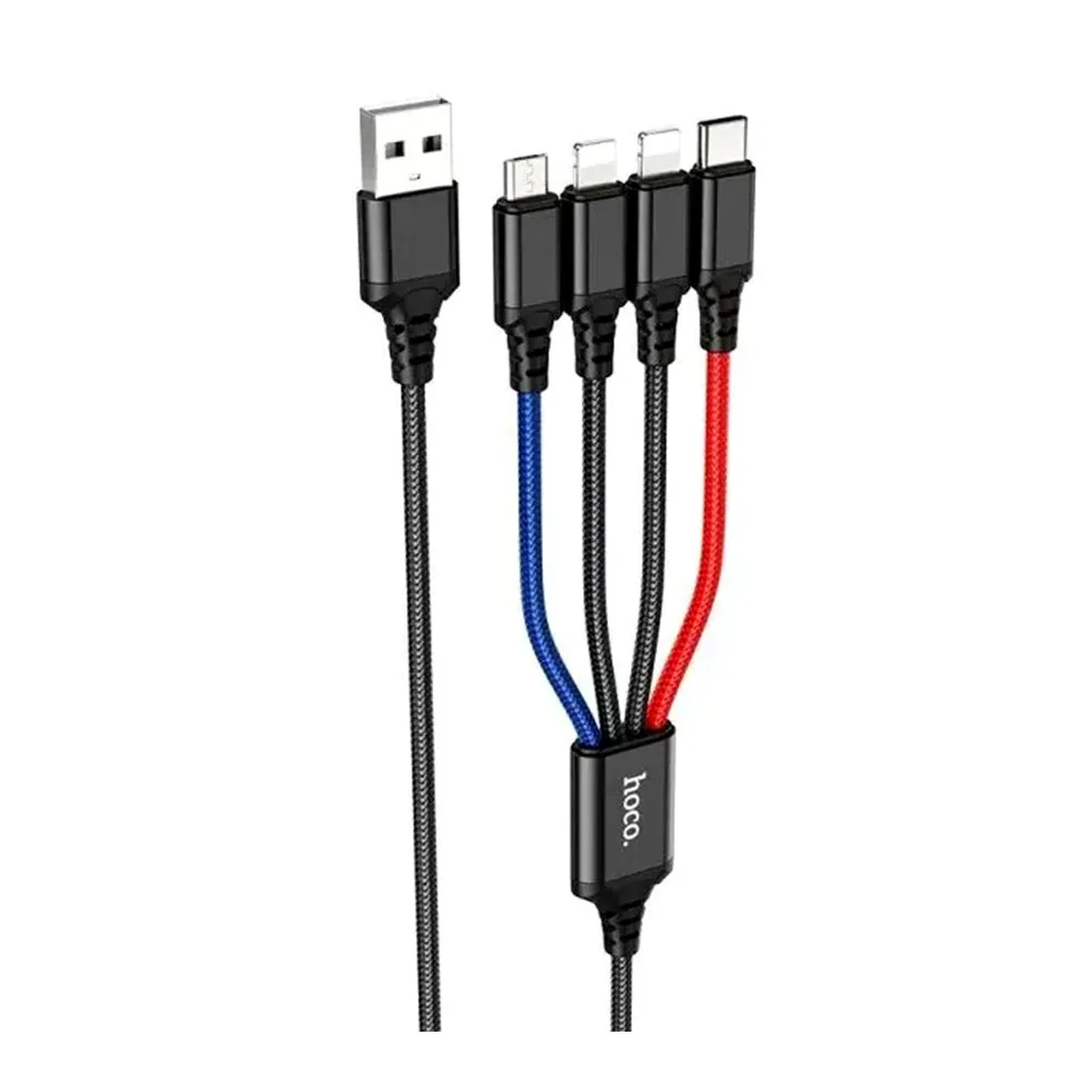 Кабель HOCO X76 4in1 USB to 2xUSB-C + Micro USB + Lightning — фото 1