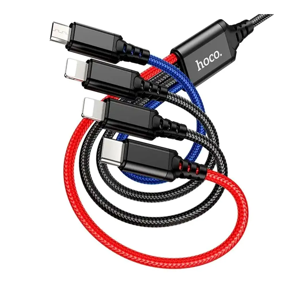 Кабель HOCO X76 4in1 USB to 2xUSB-C + Micro USB + Lightning — фото 2