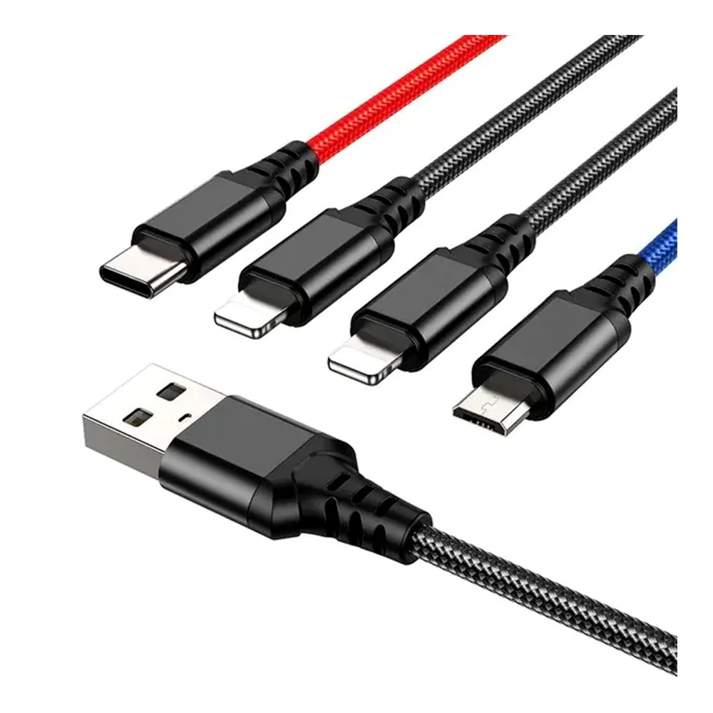 Кабель HOCO X76 4in1 USB to 2xUSB-C + Micro USB + Lightning — фото 3