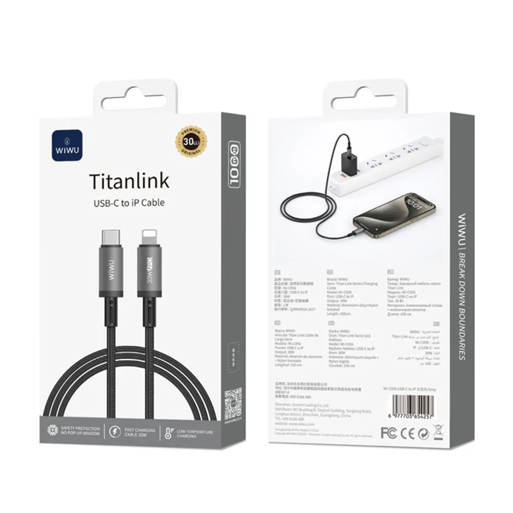 Кабель WiWU Wi-C056 Cyber link USB-C to Lightning 1m — фото 3