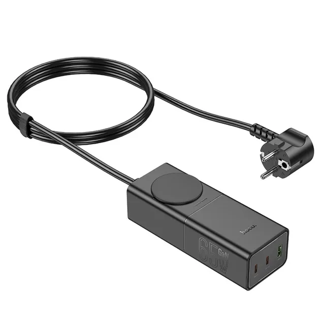 Мережевий подовжувач Hoco NS4 Sharp 1 розетка + 2×USB-C + USB PD 65W 1.5m — фото 3