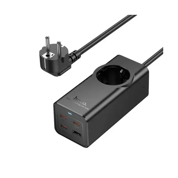 Мережевий подовжувач Hoco NS9 Wisdom 1 розетка + 3×USB-C + USB PD 67W 2m — фото 2